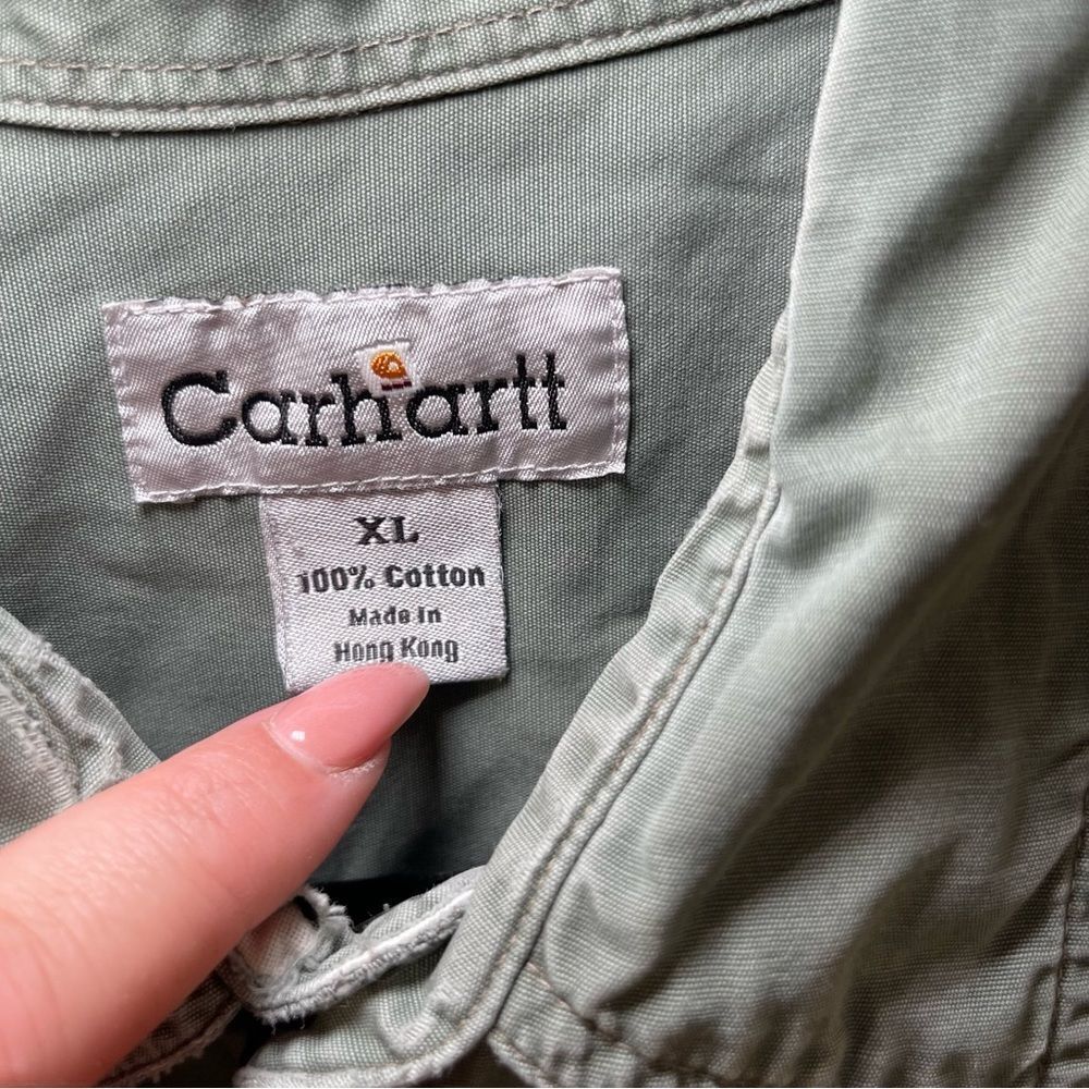 Carhartt Men's Green Casual Button-Down Shirt WORN - Picture 3 of 6